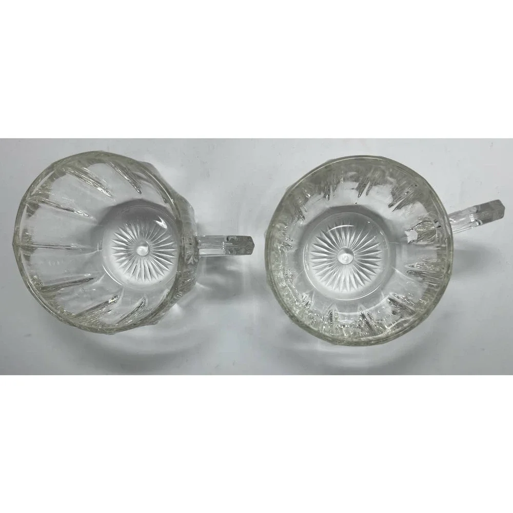 Set of 2 Clear Ribbed Punch Cups 2 1/2